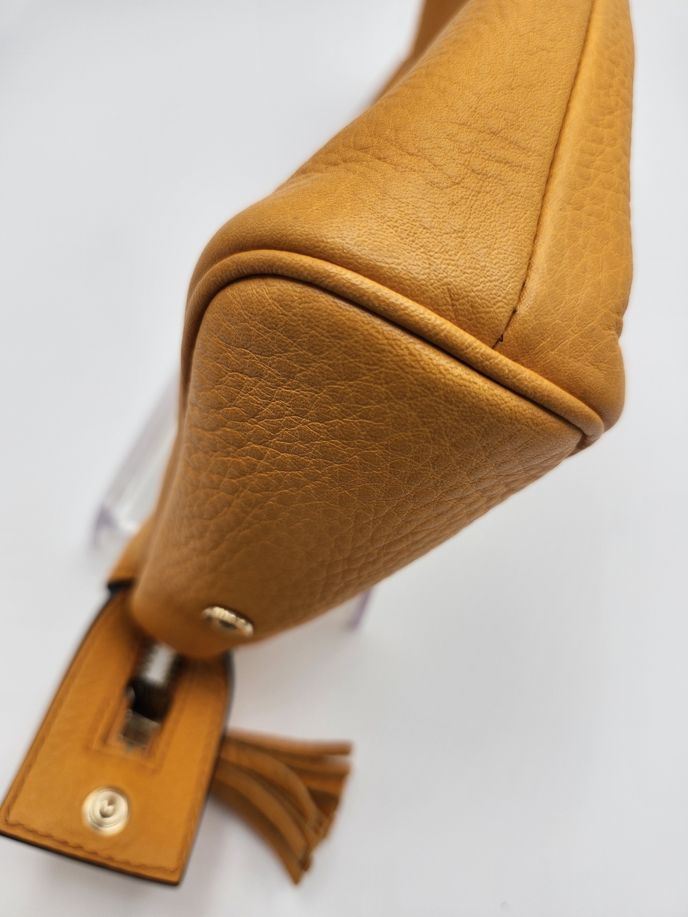 Gucci Soho Cosmetic Clutch Bag Yellow/Orange Leather W Chain & Cert Of Authen - Picture 12 of 16